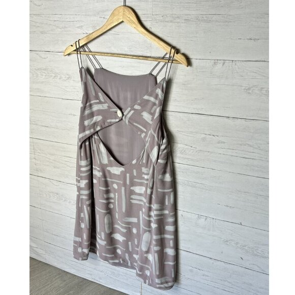 Silence + Noise Dress Womens SZ Large Ella Printed Crepe Mauve Geometric Button - Picture 10 of 16